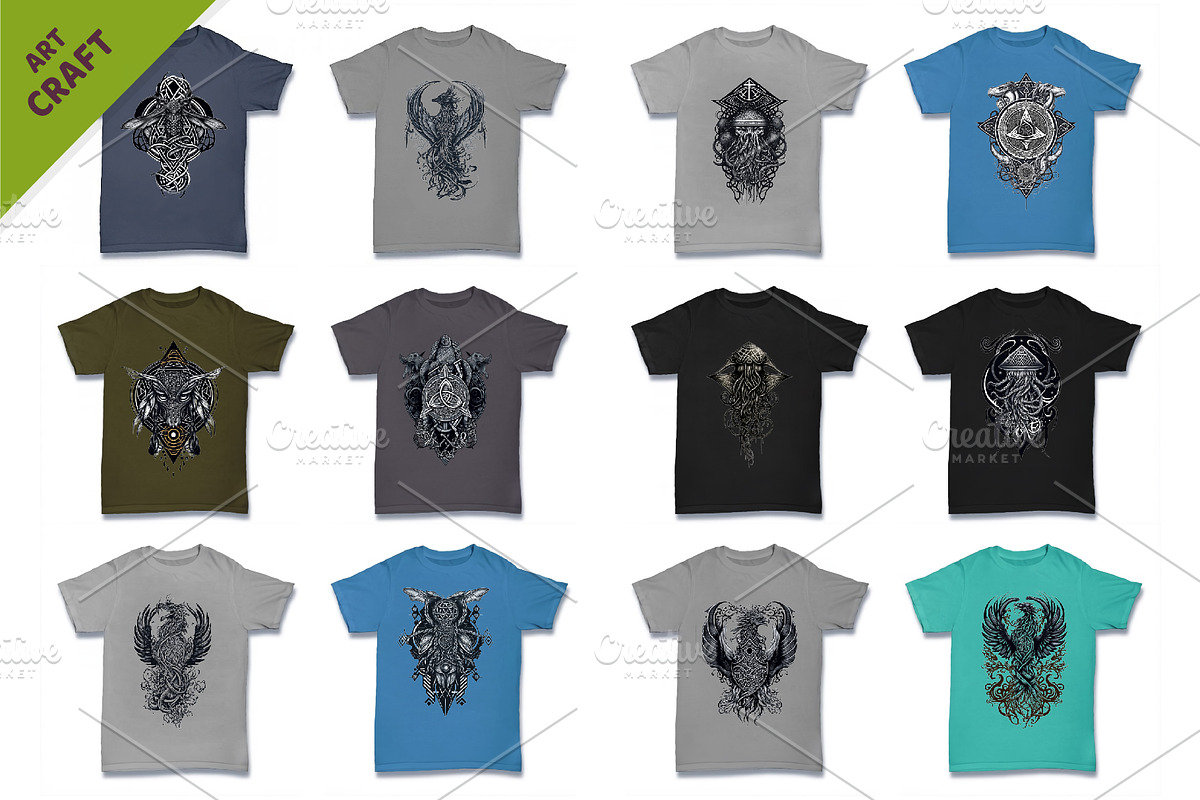 Big Bundle T-Shirt-designs. Mystic, a Pattern Graphic by KENO Mascots (Photo 2 of 4)
