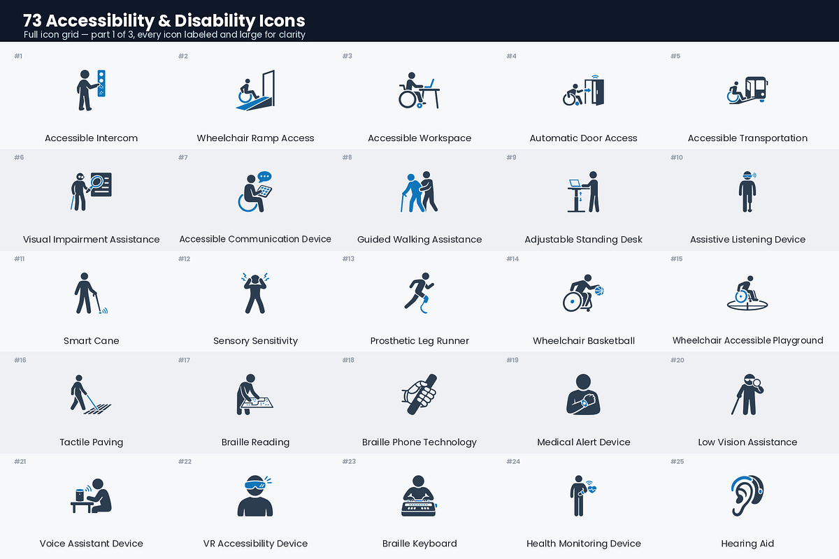 Accessibility & Disability Icons, a Solid Icon by Symbolic Language (Photo 2 of 5)