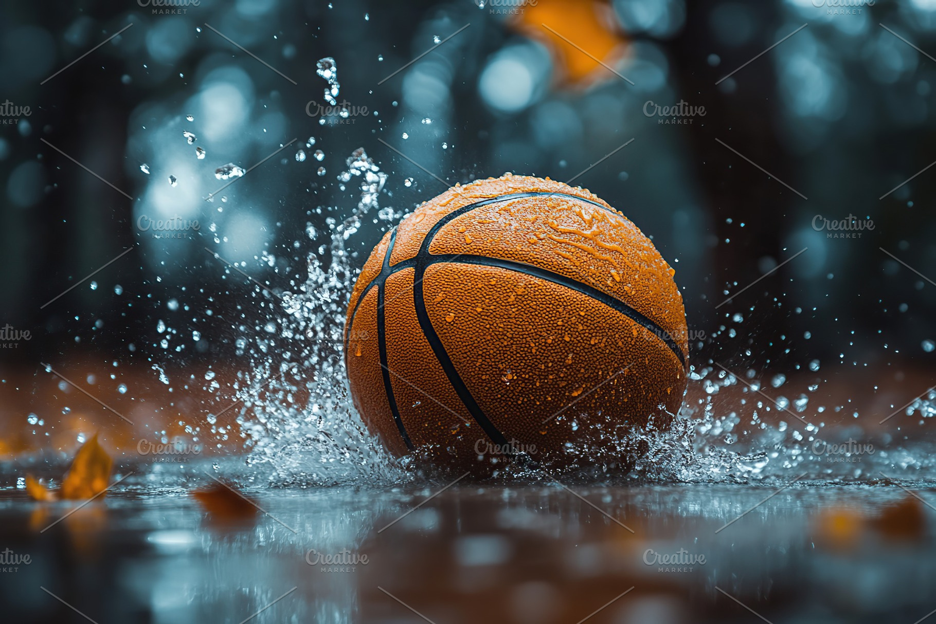 Basketball in water with splashes, a Sports & Recreation Photo by AlyaAnd