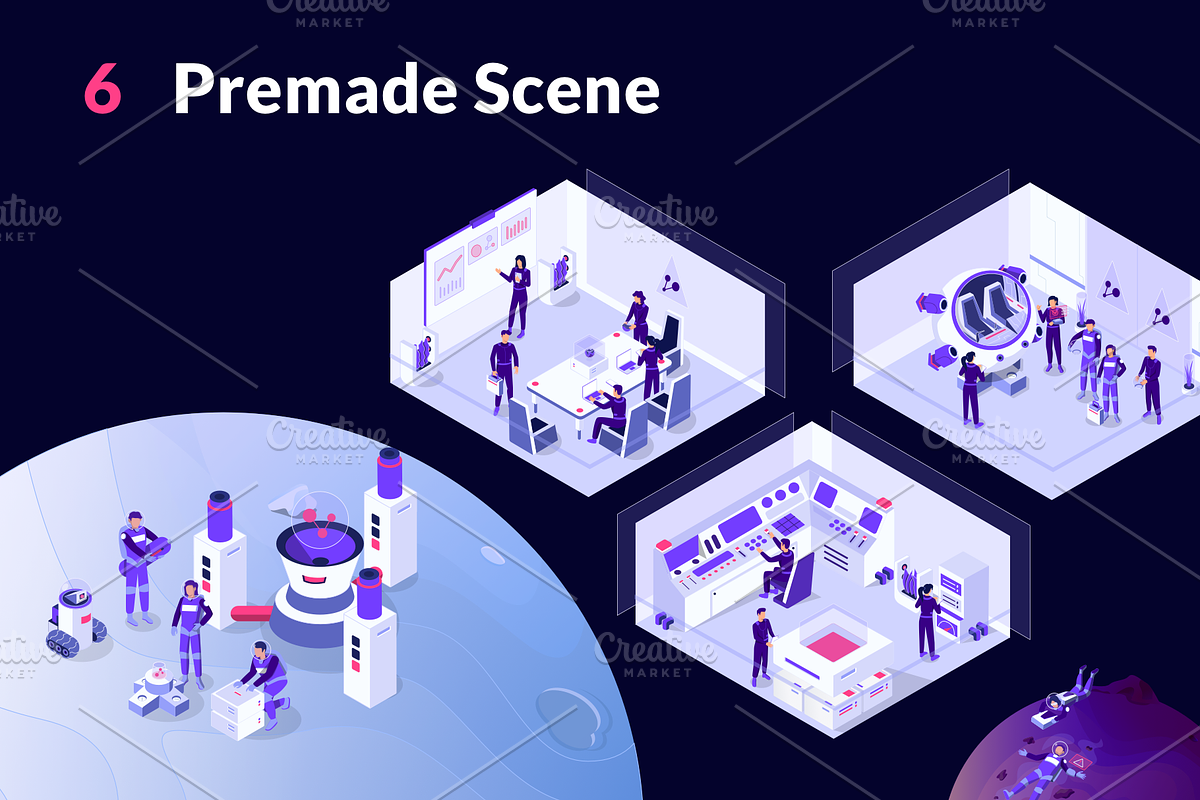 Isometric Space Illustration, a Technology Illustration by Pixelz Studio (Photo 5 of 6)