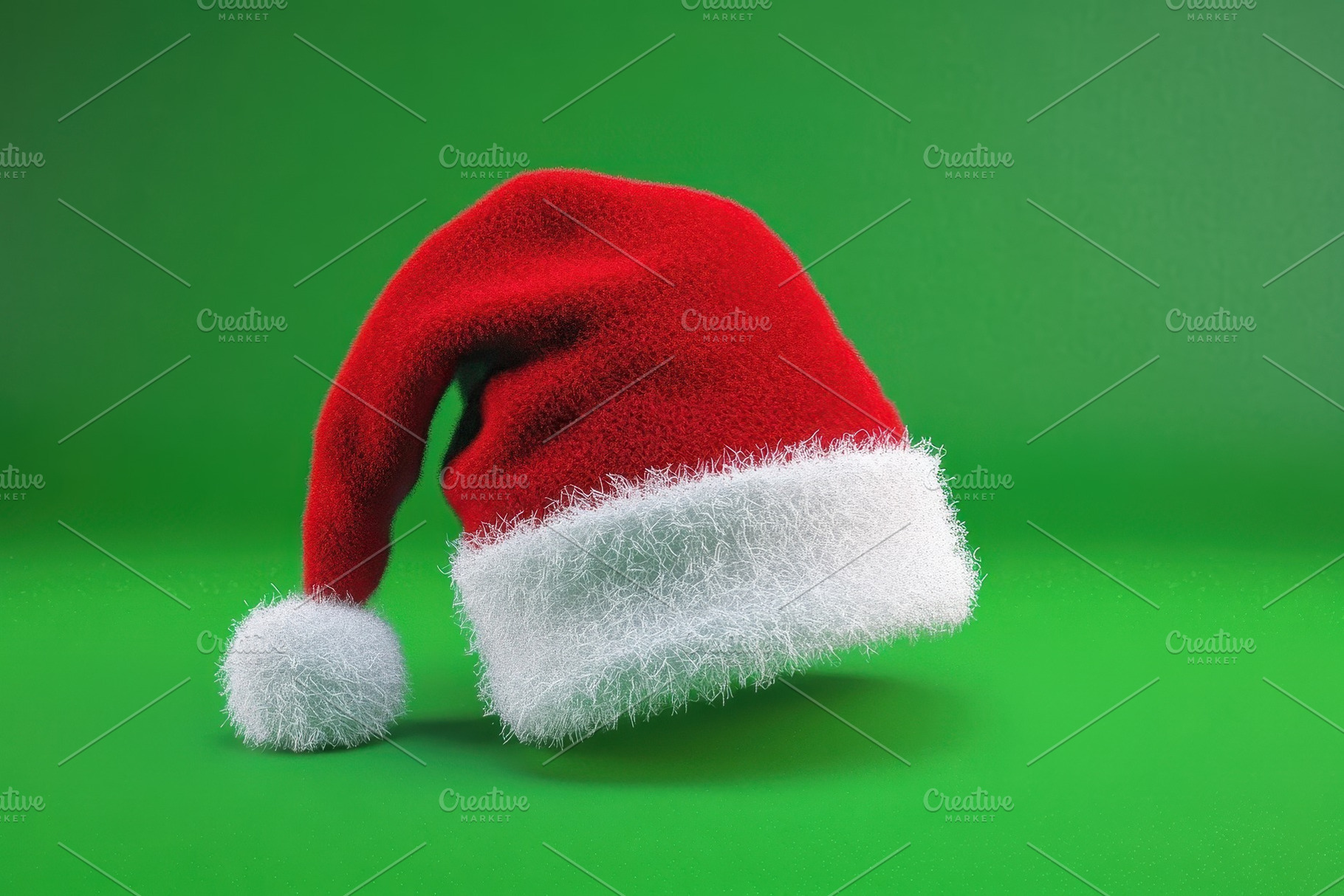 Bright red Santas hat icon appears a, a Photo by Iftikhar Alam
