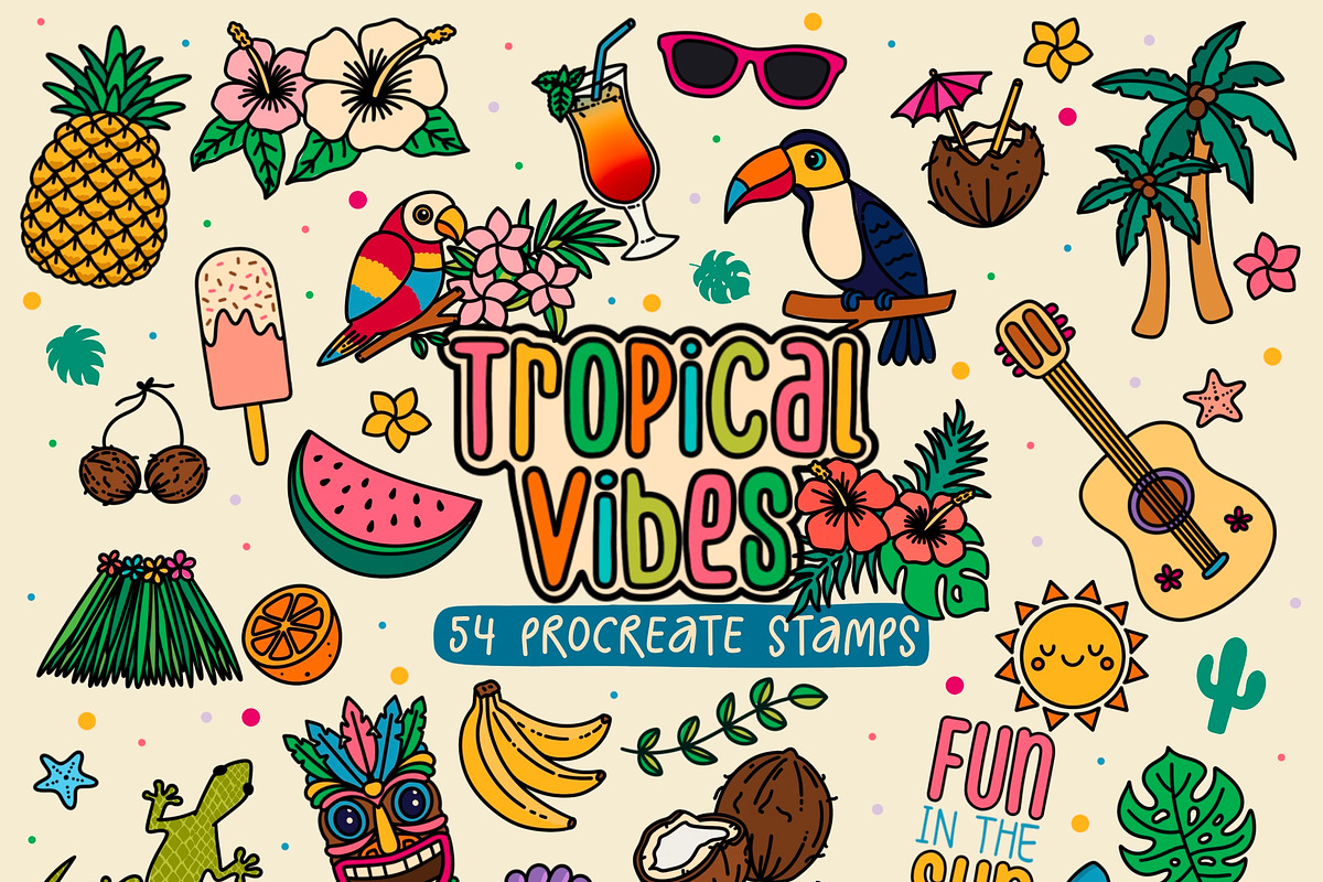 Tropical Procreate Stamps, a Brush Add-On by SketchQueen (Photo 1 of 5)