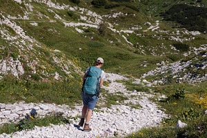 Mountaineer hiking on early morning, Triglav National Park, Slovenia, a Person Photo by Bepslabor