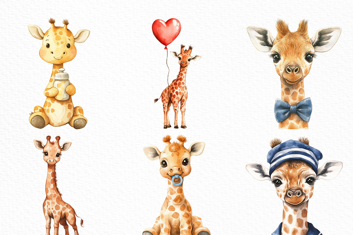 Watercolor Baby Giraffe Clipart, an Illustration by Craft Nest (Photo 4 of 6)