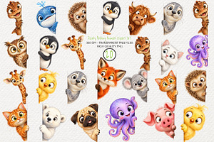 Quirky Peeking Animals Clipart Set