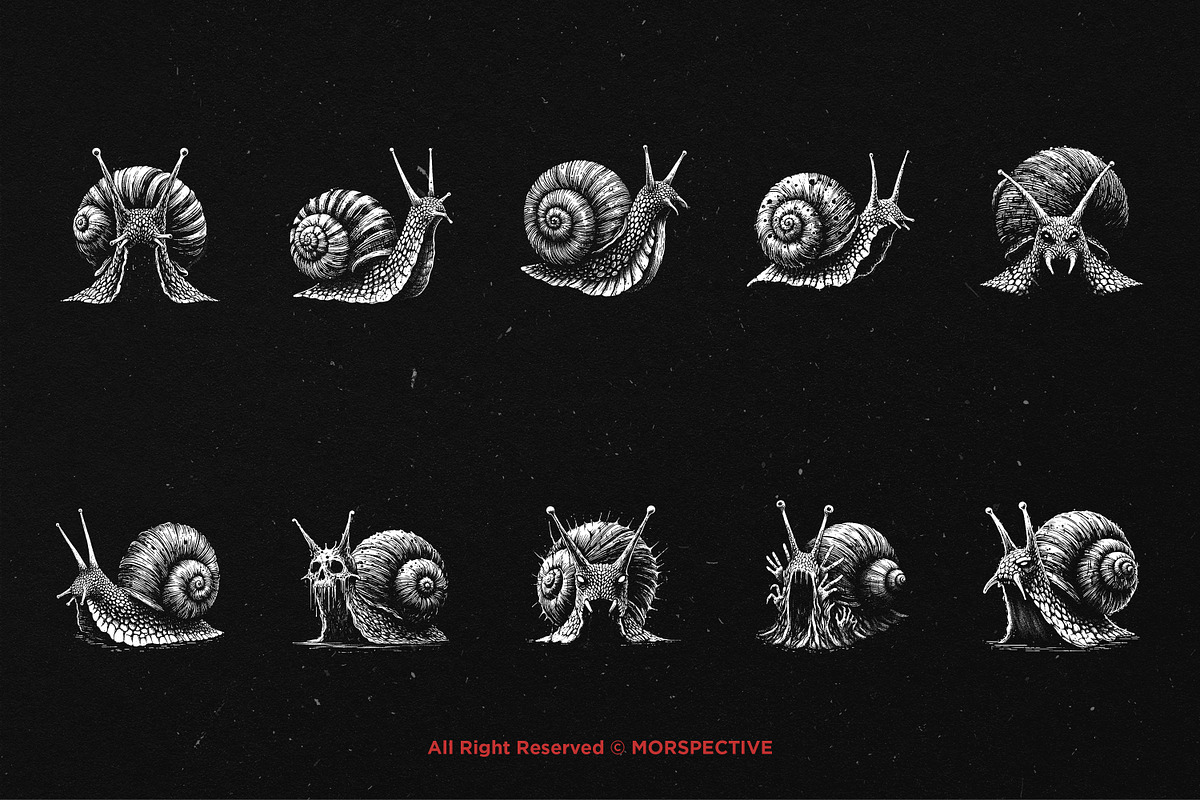 10 Bundle Dark Art Snail Mollusk, an Illustration by Morspective (Photo 6 of 7)