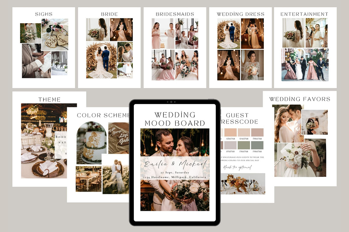 Wedding mood board template, a Stationery Template by EvaTemplates (Photo 3 of 10)