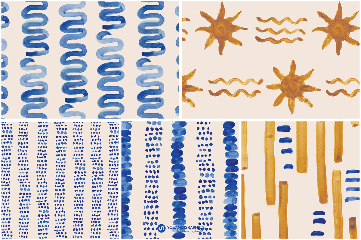 Beach House Watercolor Patterns, a Pattern Graphic by Youandigraphics (Photo 12 of 19)