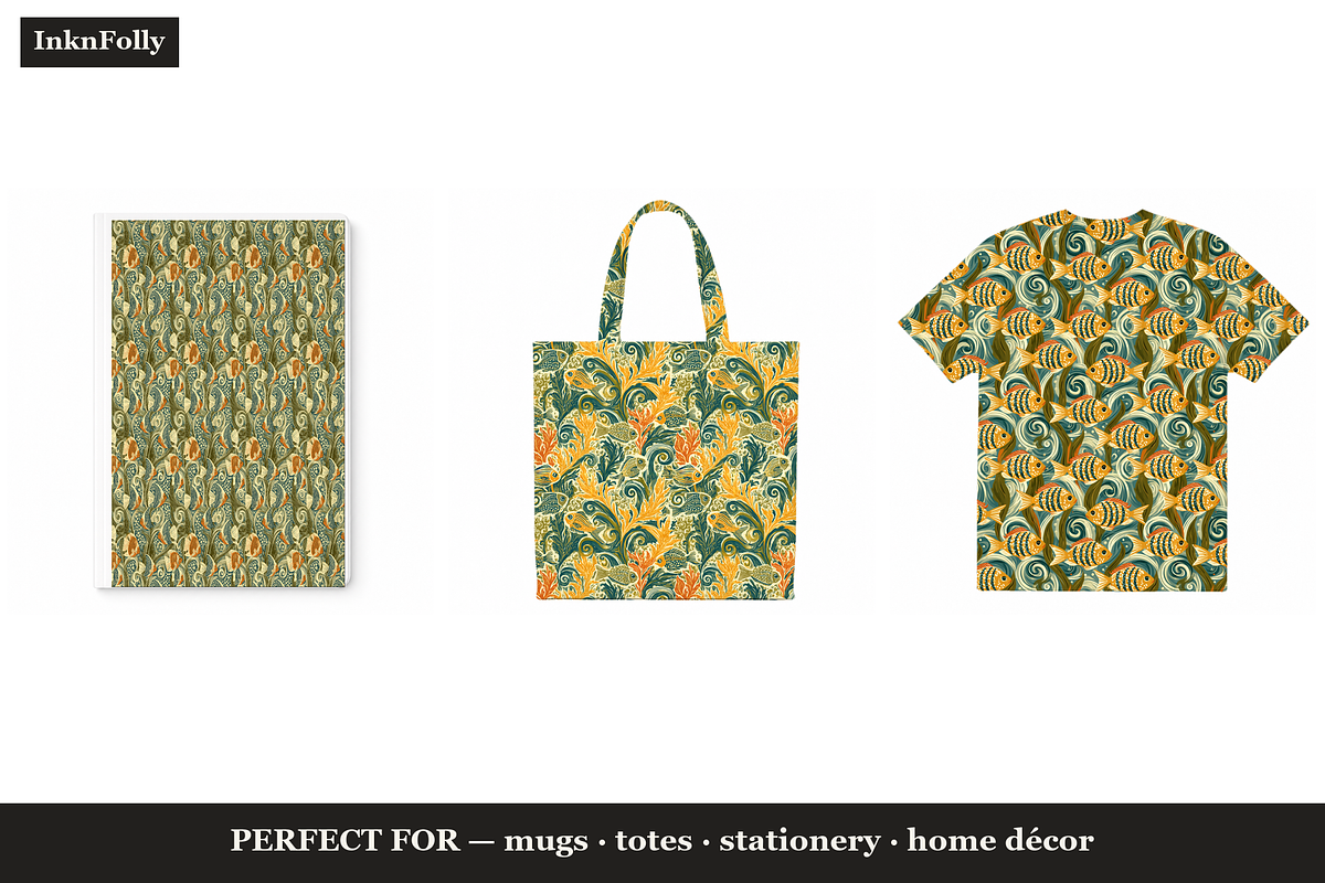 Retro Fish Seamless Patterns, a Pattern Graphic by Inknfolly (Photo 3 of 4)