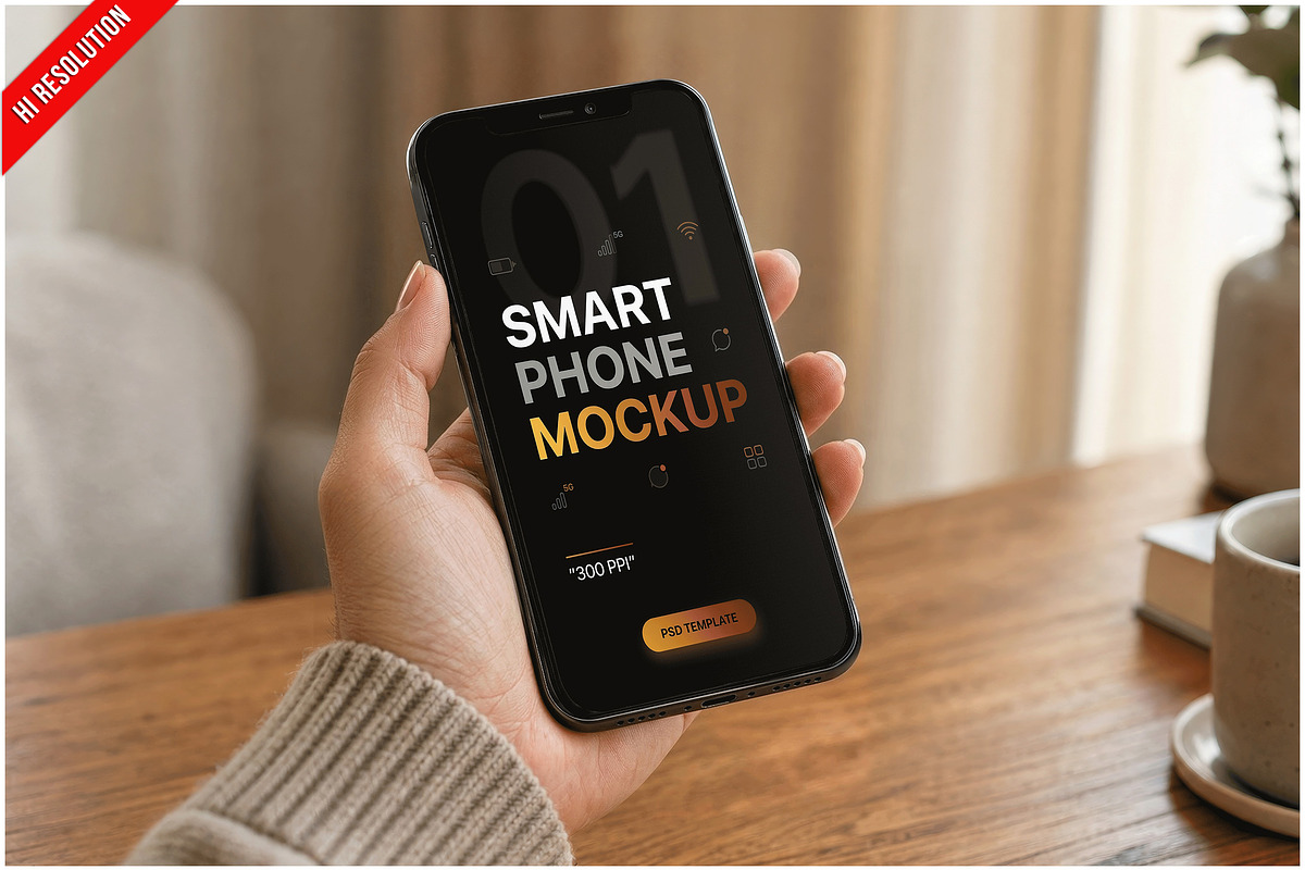 Smartphone On Wooden Table PSD, an iPhone Mockup by Bruno's Shop (Photo 1 of 3)