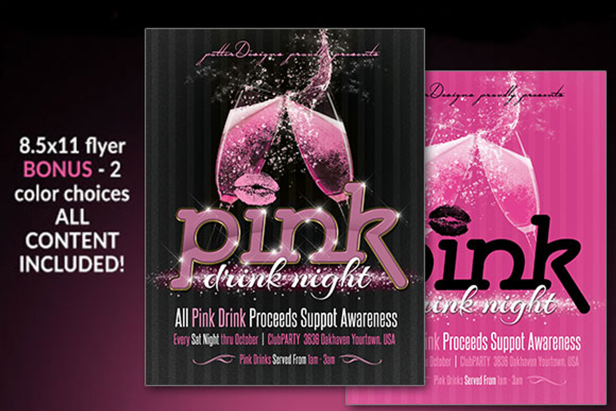 Pink Drink Night Flyer, a Flyer Template by potterDesigns (Photo 1 of 2)