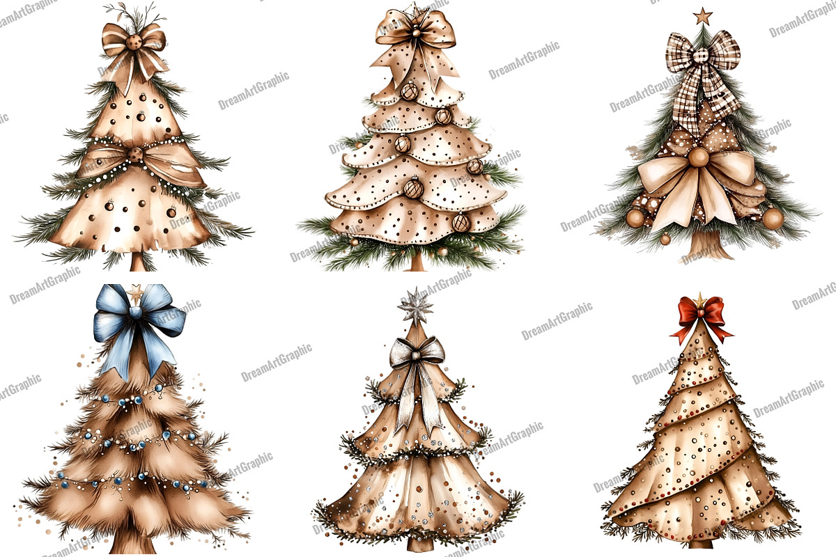 Christmas Trees Bow Clipart, an Illustration by DreamArtGraphic (Photo 3 of 5)
