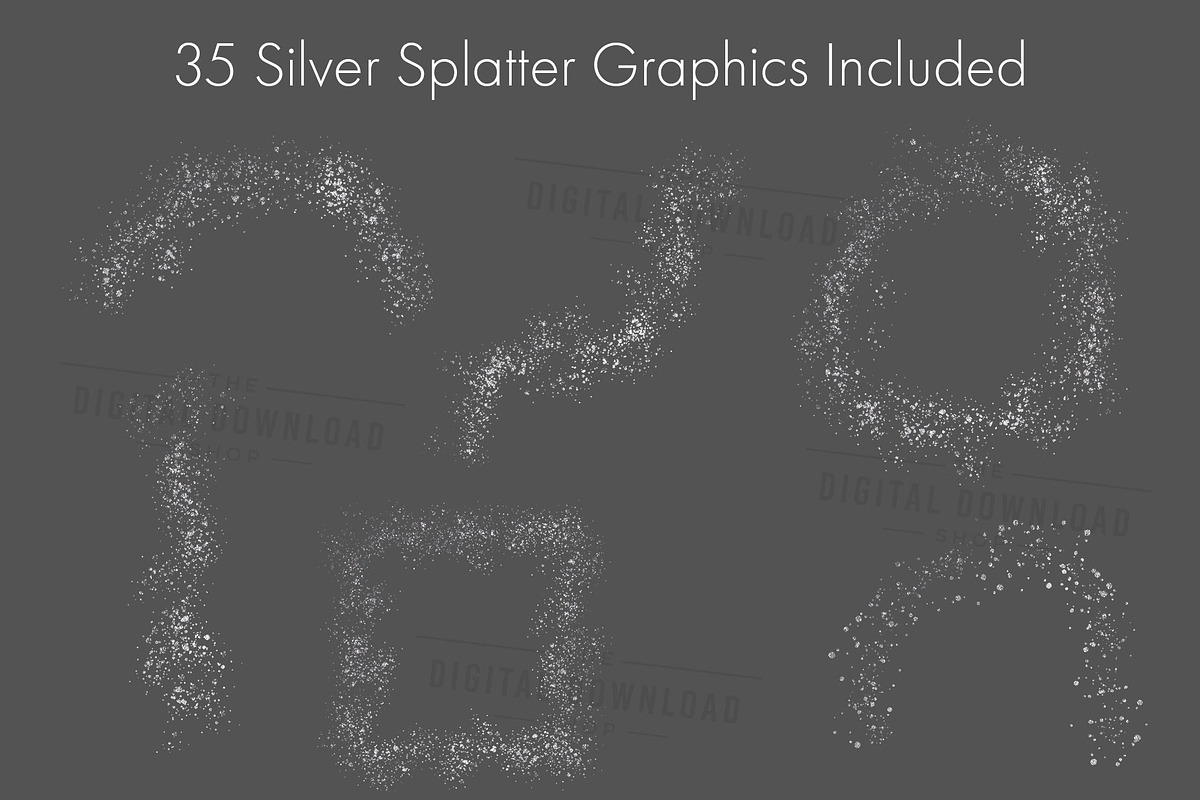 Silver Splatters Clipart, an Object Graphic by The Digital Download Shop (Photo 4 of 9)