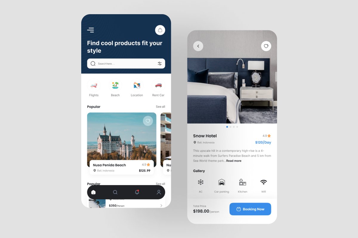 FLY - Hotel Booking App UI Kit, an UI Kit Template by iDoodle Studio (Photo 2 of 4)