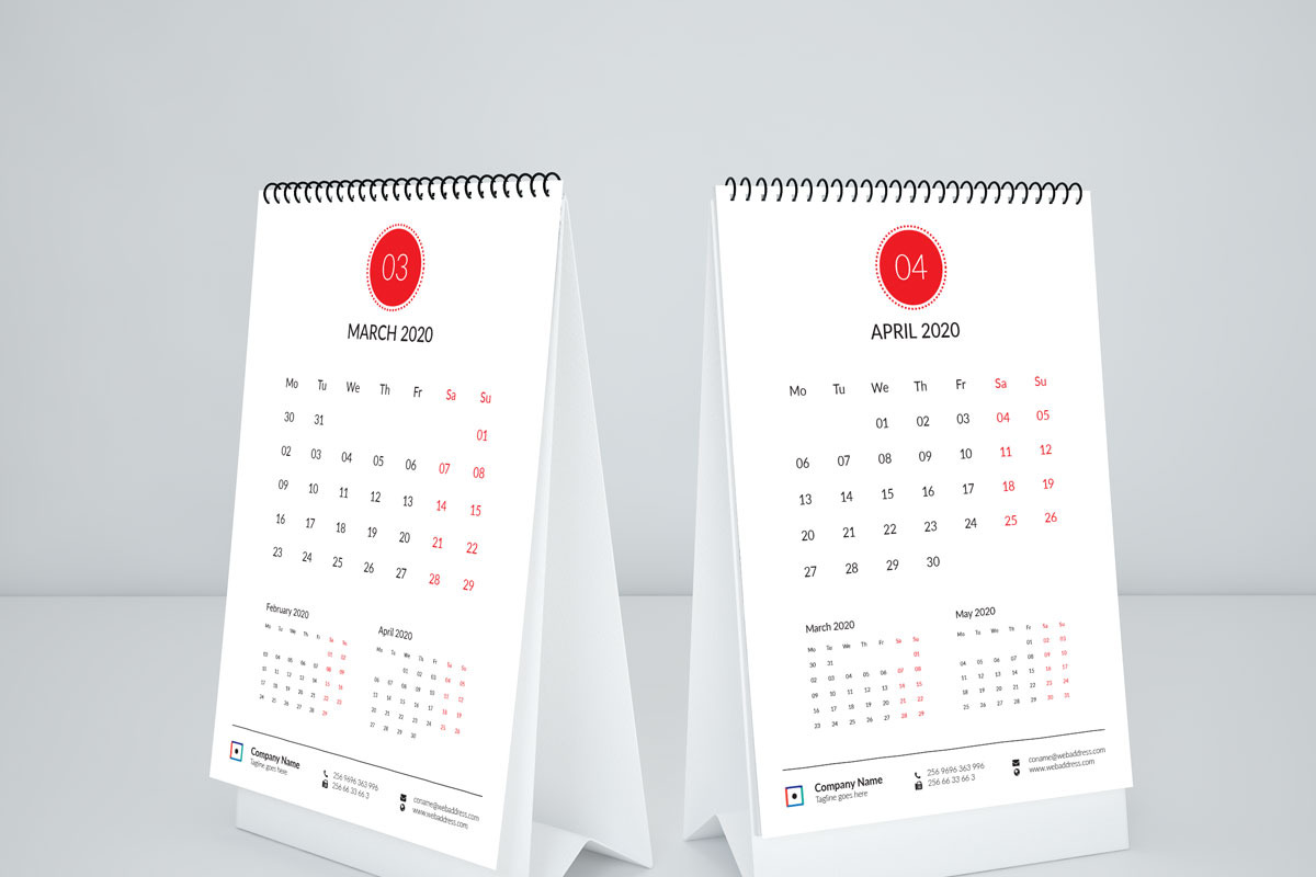 2020 Simple Calendar for Desk, a Stationery Template by graphicbox (Photo 2 of 4)