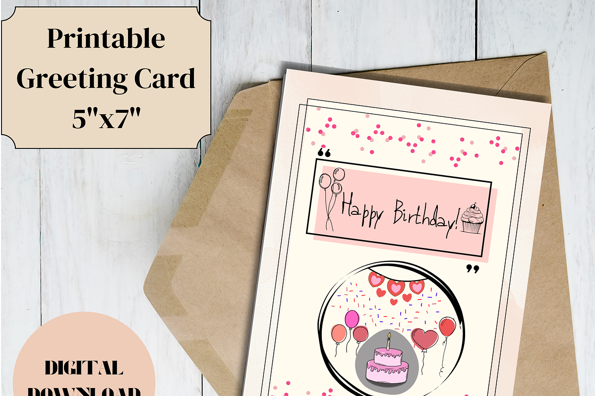 Simple Birthday Card Template, a Card Template by WynterLife Studio (Photo 3 of 7)
