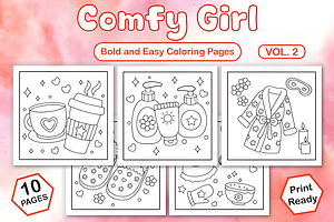 Comfy Girl Bold and Easy Coloring, a Decorative Illustration by Coco Bloom