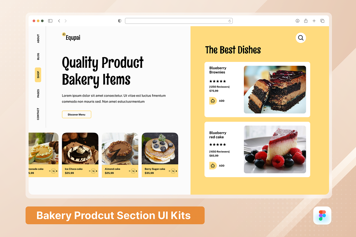 Equpai - Bakery Shop Product Section, an UI Kit Template by SquidPixey (Photo 1 of 3)