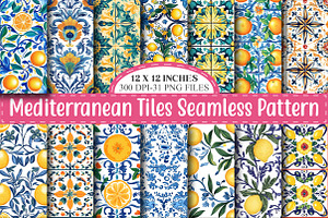Mediterranean Tiles Italian Pattern, a Pattern Graphic by designcity5