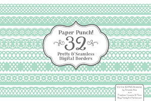 Mint Lace Borders Vectors & Clipart, an Illustration by Amanda Ilkov