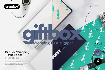 GiftBox Wrapping Tissue Paper Mockup, a Pens & Pencil Mockup by creatsy5