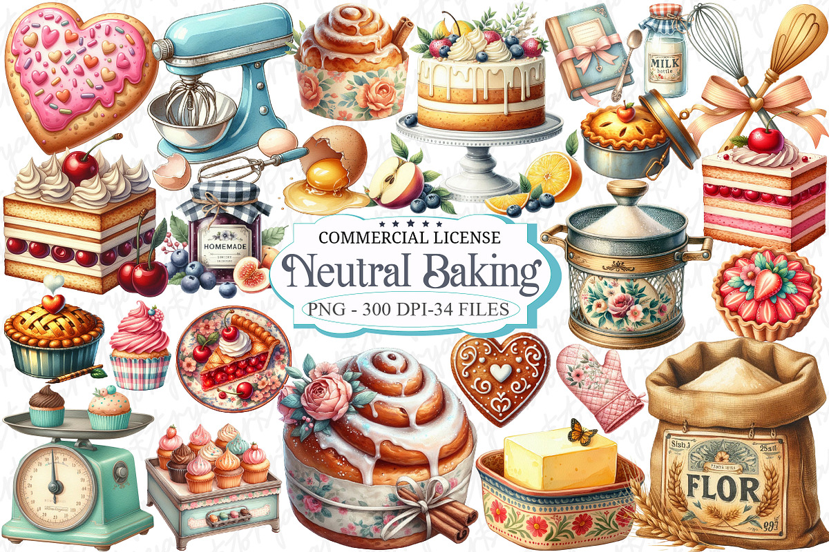Vintage Baking Sublimation Clipart, a Graphic by designcity5 (Photo 1 of 5)