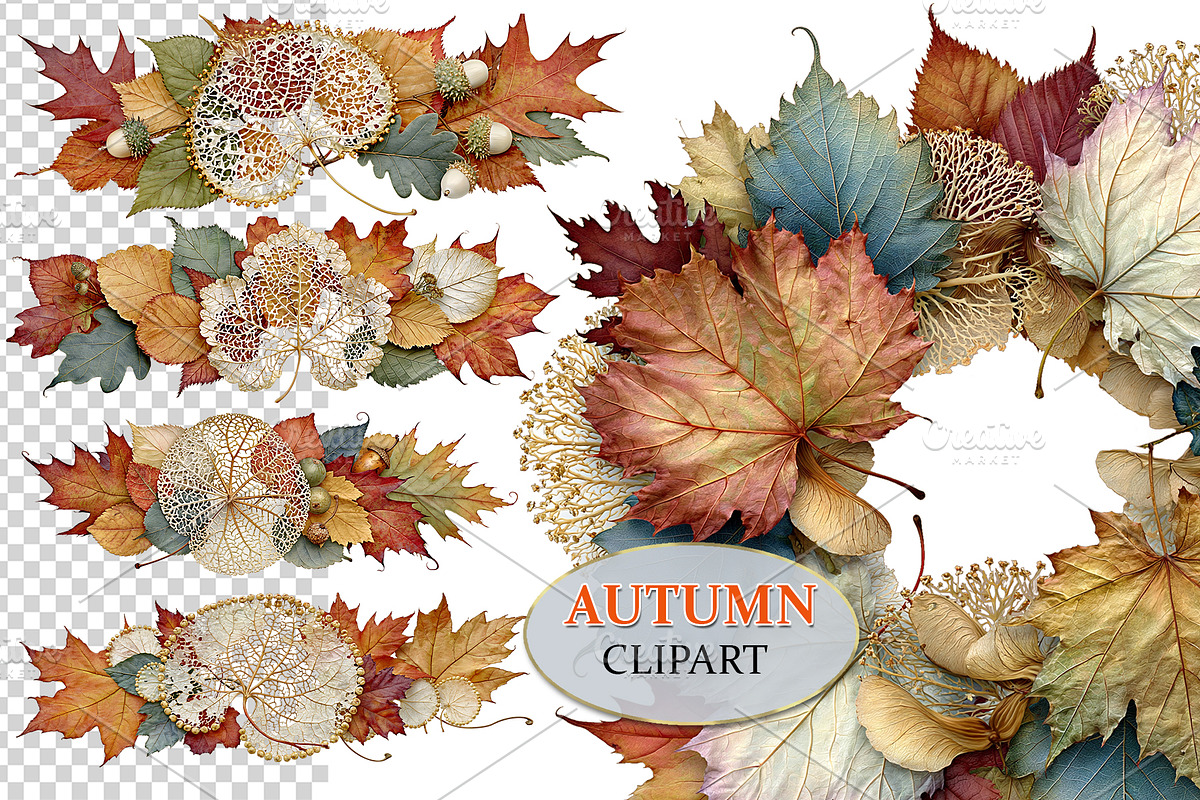 Luxury Clipart Autumn Leaves Wreath, a Decorative Illustration by Area (Photo 18 of 40)