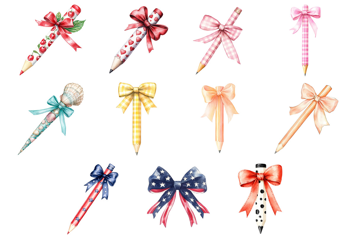 Brushstroke Pencil Bow Clipart PNG, a Seasonal Illustration by CitraGraphics (Photo 3 of 3)