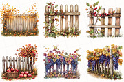 Watercolor Autumn Fence Clipart, an Illustration by OK Design (Thumbnail 3 of 5)