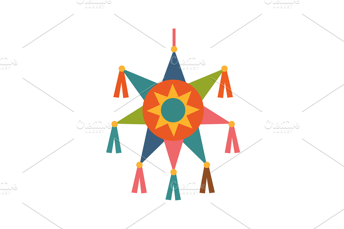 Colorful Mexican pinata star, an Object Illustration by GraphiShop