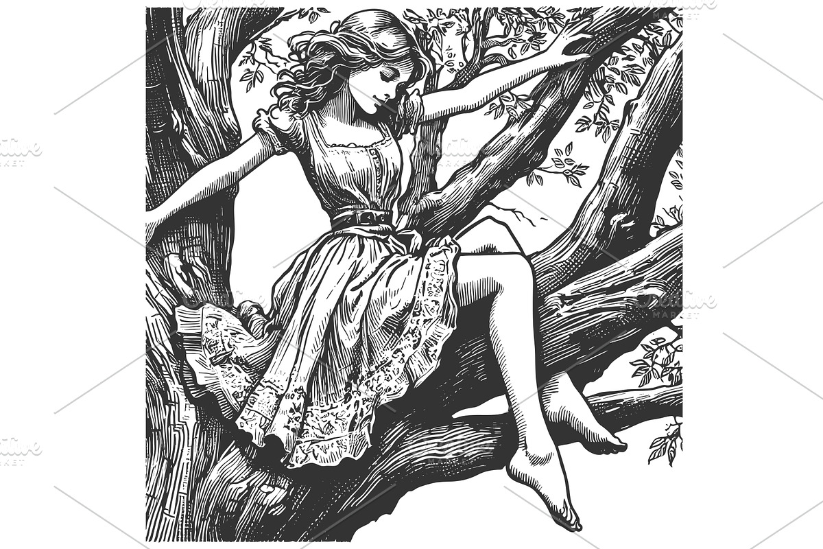 Vintage woman Resting Peacefully on, a Person Illustration by AlexArt