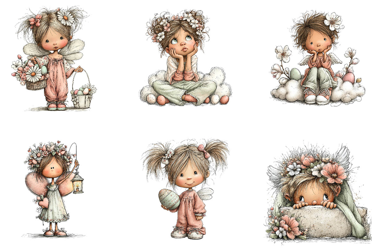 Whimsical Easter Angels Clipart, an Illustration by CreationArt (Photo 4 of 7)