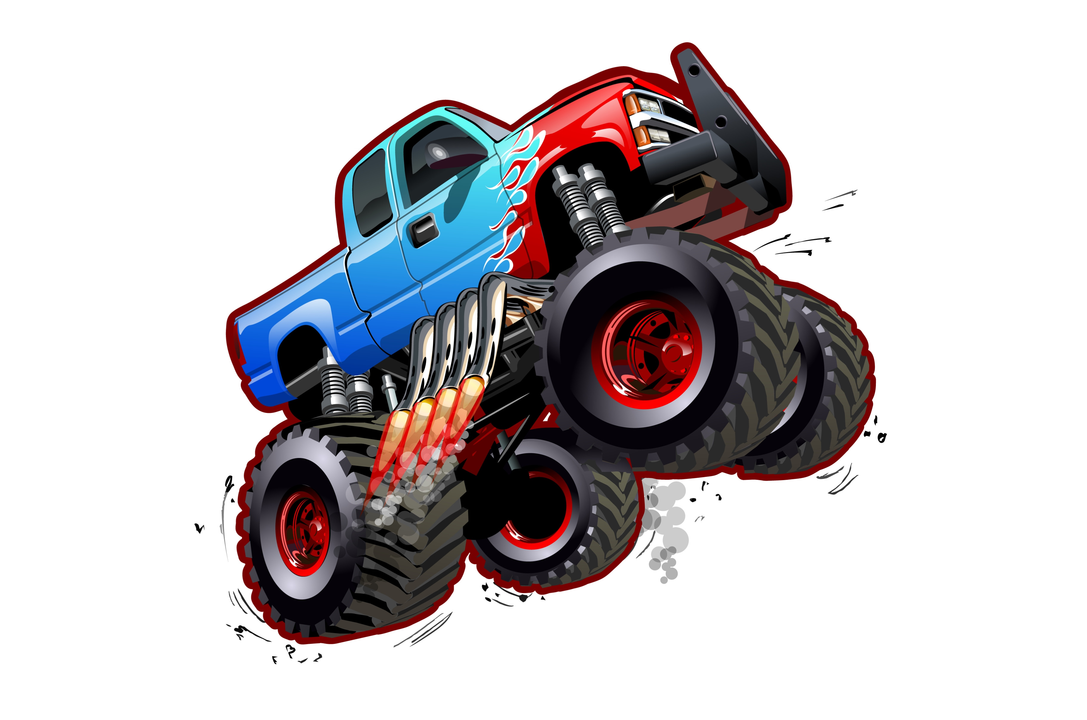 Cartoon Monster Truck isolated on | Transportation Illustrations ...