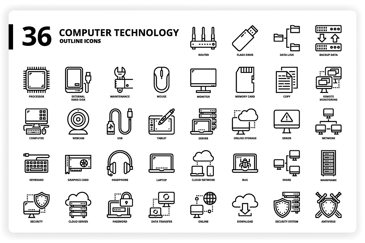 36 Computer Technology Icons, an Icon by monkik