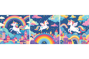 Unicorns magic world cartoon vector, an Animal Illustration by Valerie Bodnar