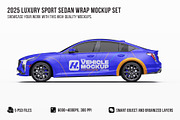 2025 Luxury Sport Sedan Set, an Advertising Mockup by Halal Graphic Studio (Thumbnail 1 of 12)