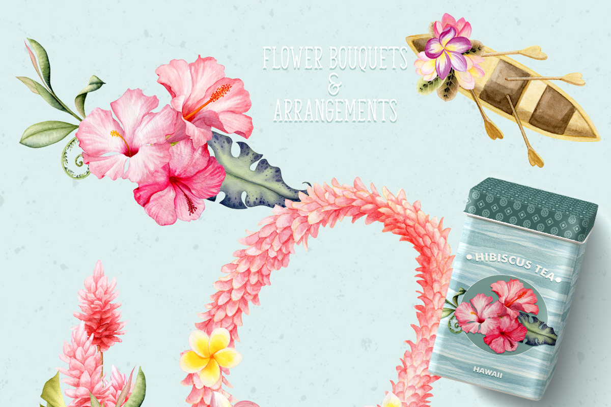 Tropical Watercolor Flowers Bundle, an Illustration by Watercolor Nomads (Photo 4 of 13)