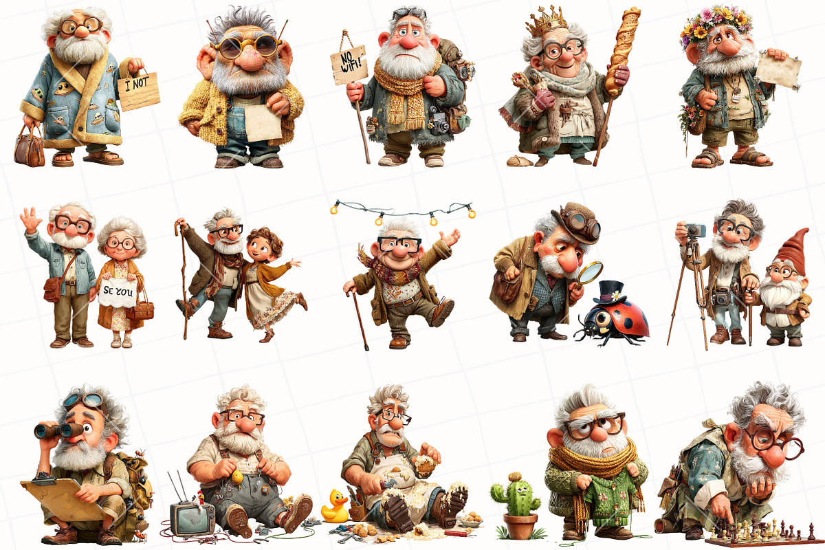 Quirky Grandpa Clipart, an Illustration by OK Design (Photo 3 of 6)