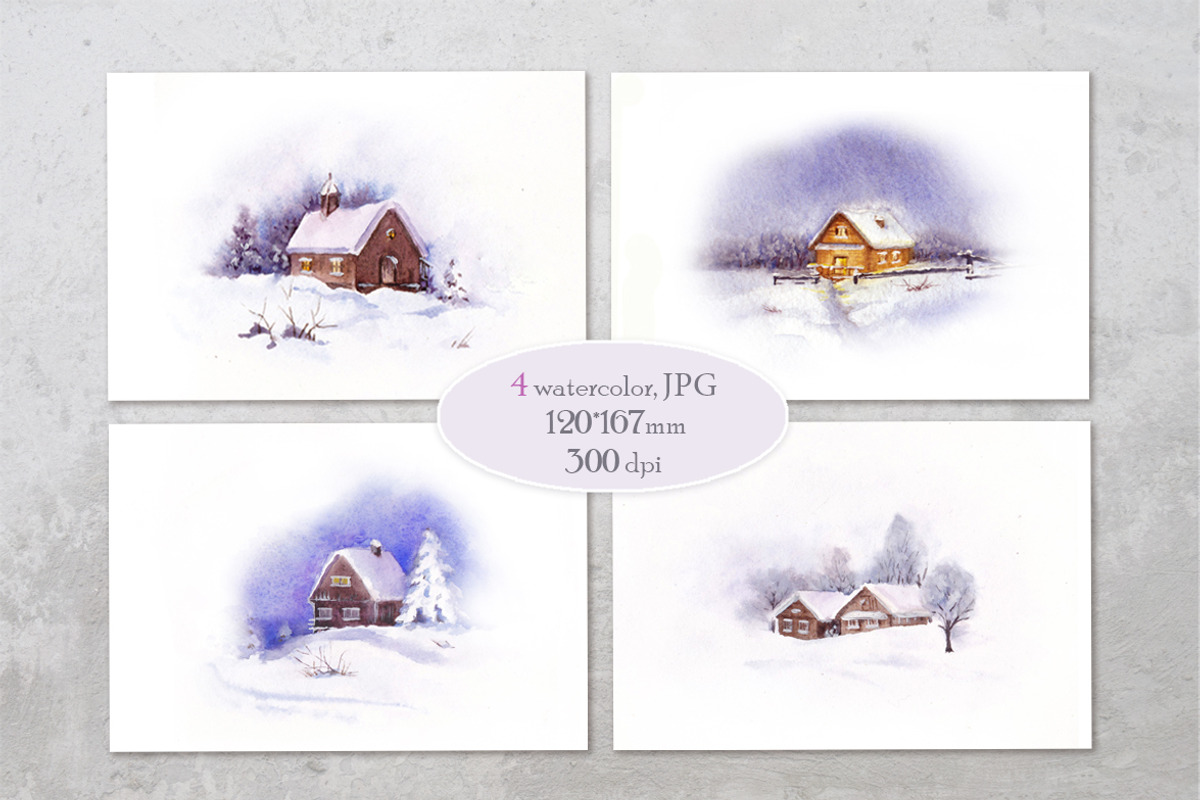 Winter landscape. Watercolor, an Illustration by oKOLOstyle (Photo 2 of 4)