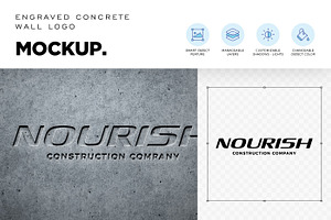 Engraved Concrete Wall Logo Mockup