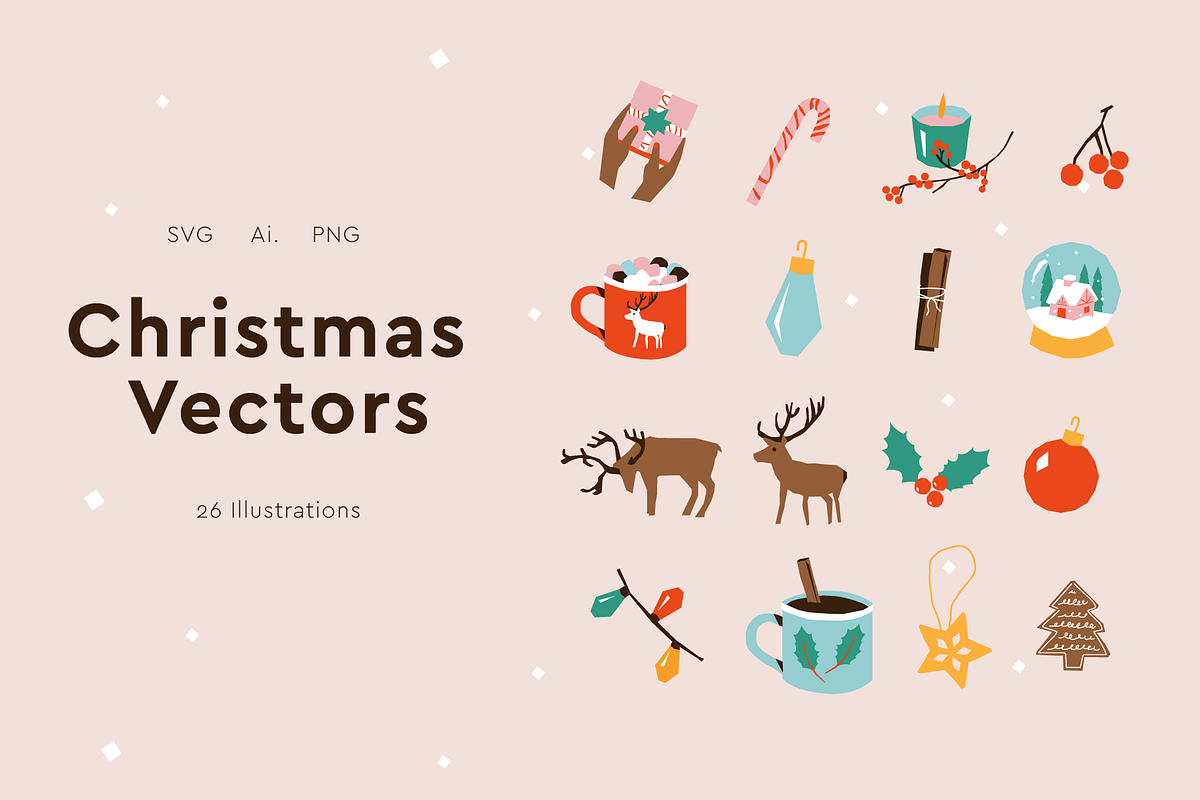 Cute Christmas Vectors, an Illustration by Marinastu (Photo 1 of 9)