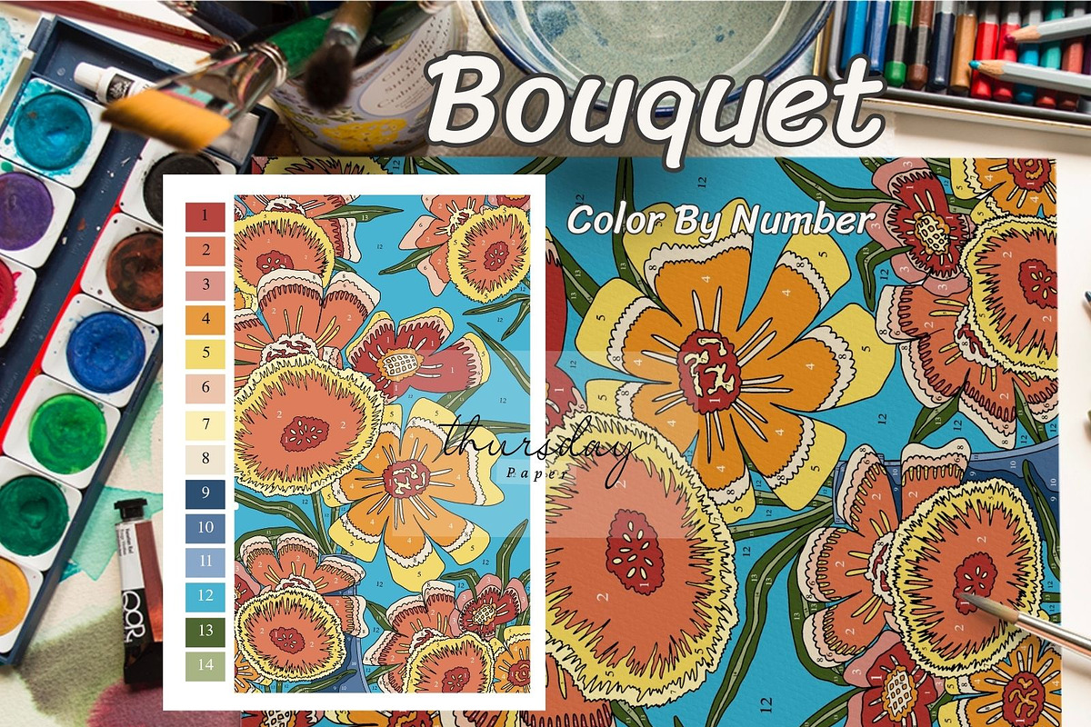 Colorful flowers color by number, a Graphic by Thursdaypaper (Photo 2 of 10)