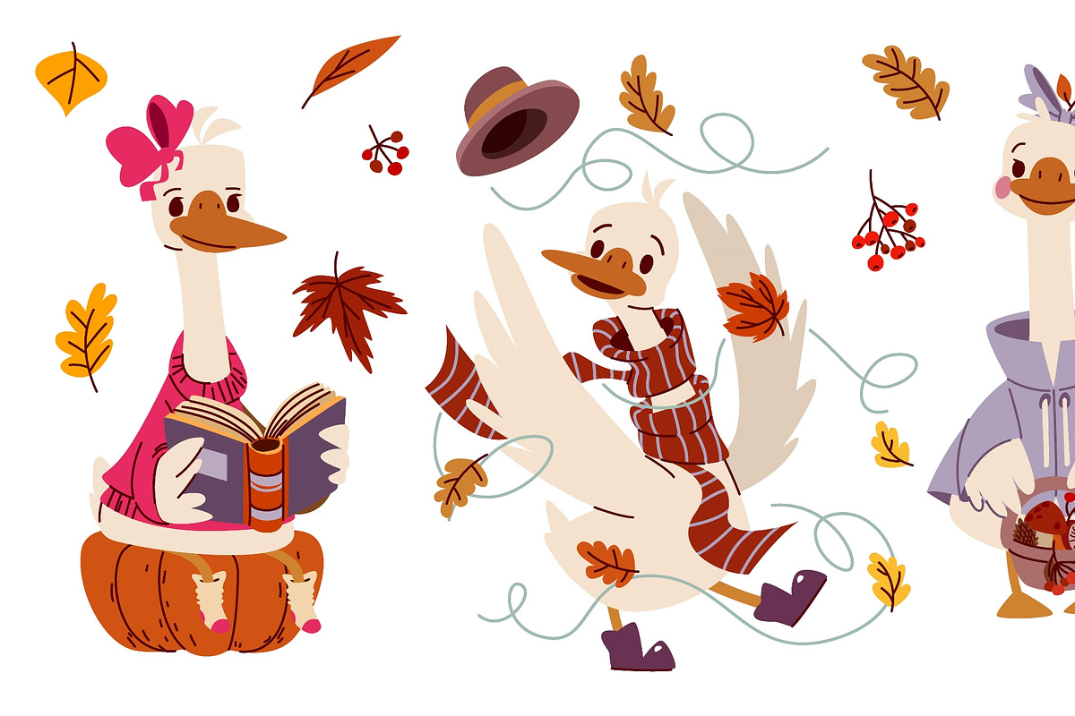Cute cartoon goose, autumn geese, an Animal Illustration by art PVP - market (Photo 3 of 3)