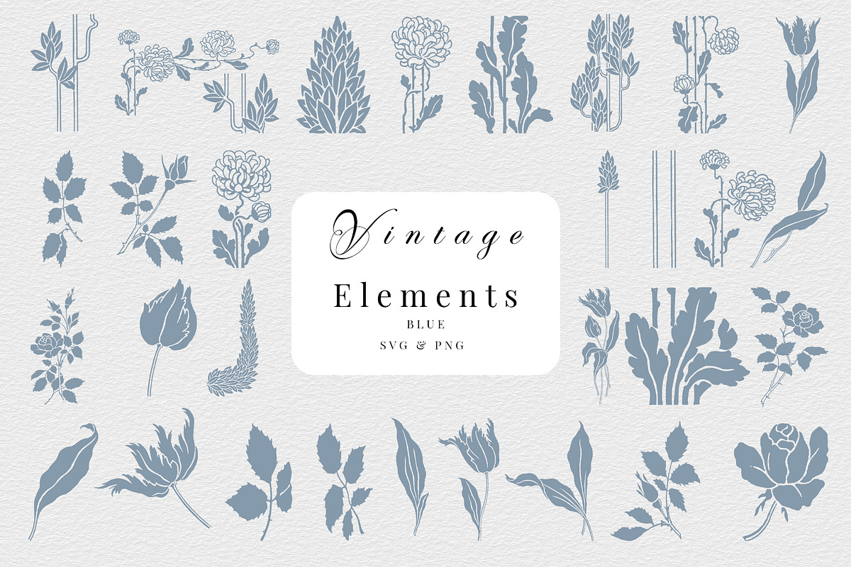 Vintage Floral Silhouettes, a Decorative Illustration by Century Library (Photo 3 of 6)