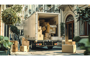 A large truck filled with boxes on