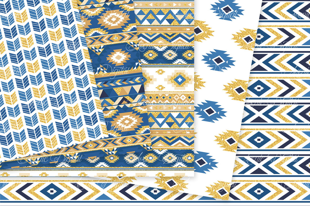 Navy & Gold Boho Seamless Patterns, a Pattern Graphic by Avenie Digital (Photo 4 of 4)