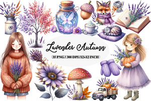 Lavender Autumn Clipart, an Illustration by Daily.Designs