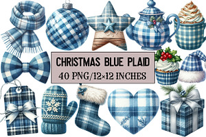 Christmas Blue Plaid, an Illustration by Design Market