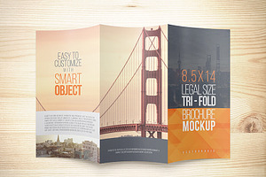 8.5x14 Legal Trifold Brochure Mockup