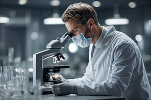 Scientist analyzes in advanced AI medical lab, a Health & Medical Photo by OSORIOartist